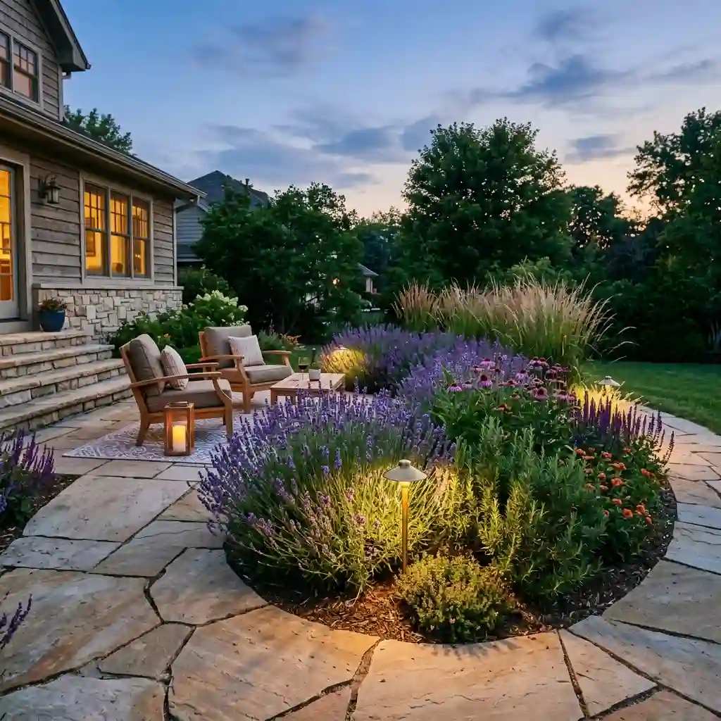 Add Color Around a Patio With a Crescent Bed