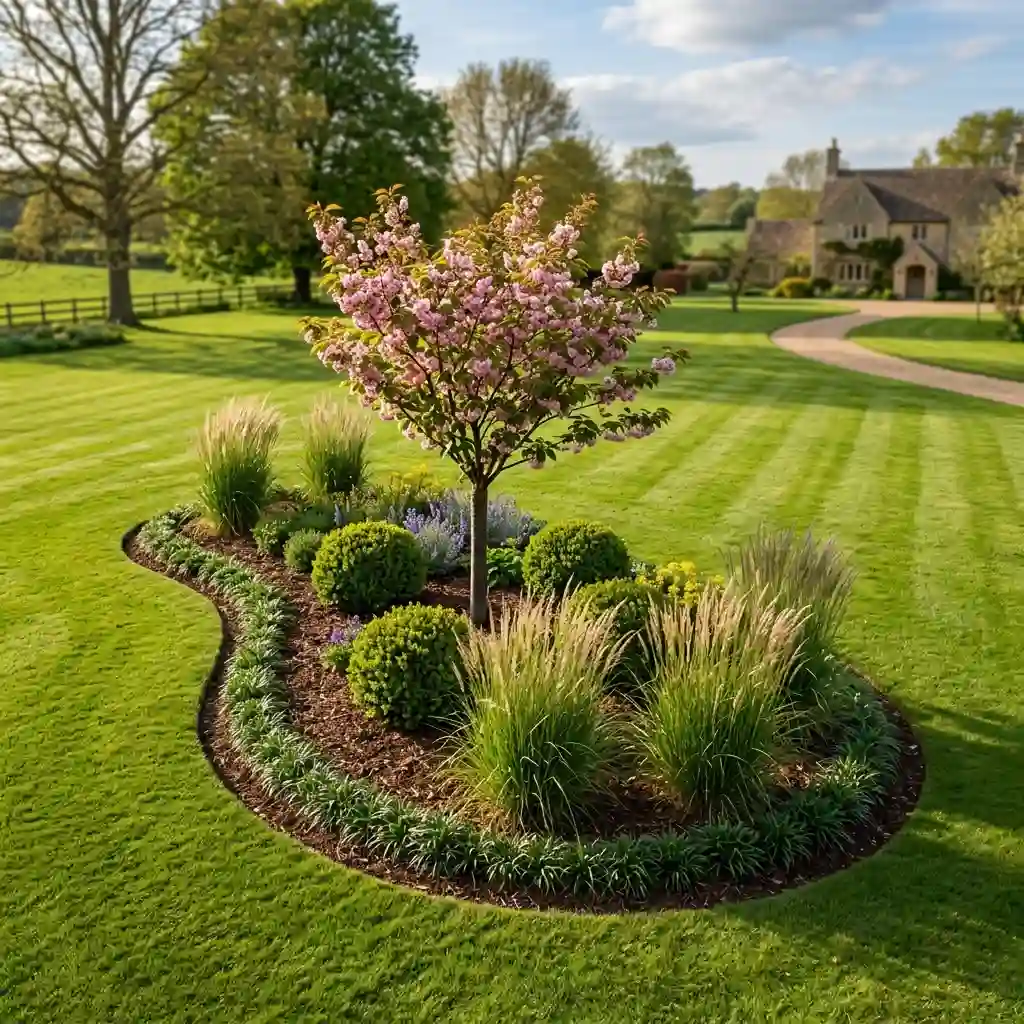 Add a Kidney-Shaped Island Bed to an Open Lawn
