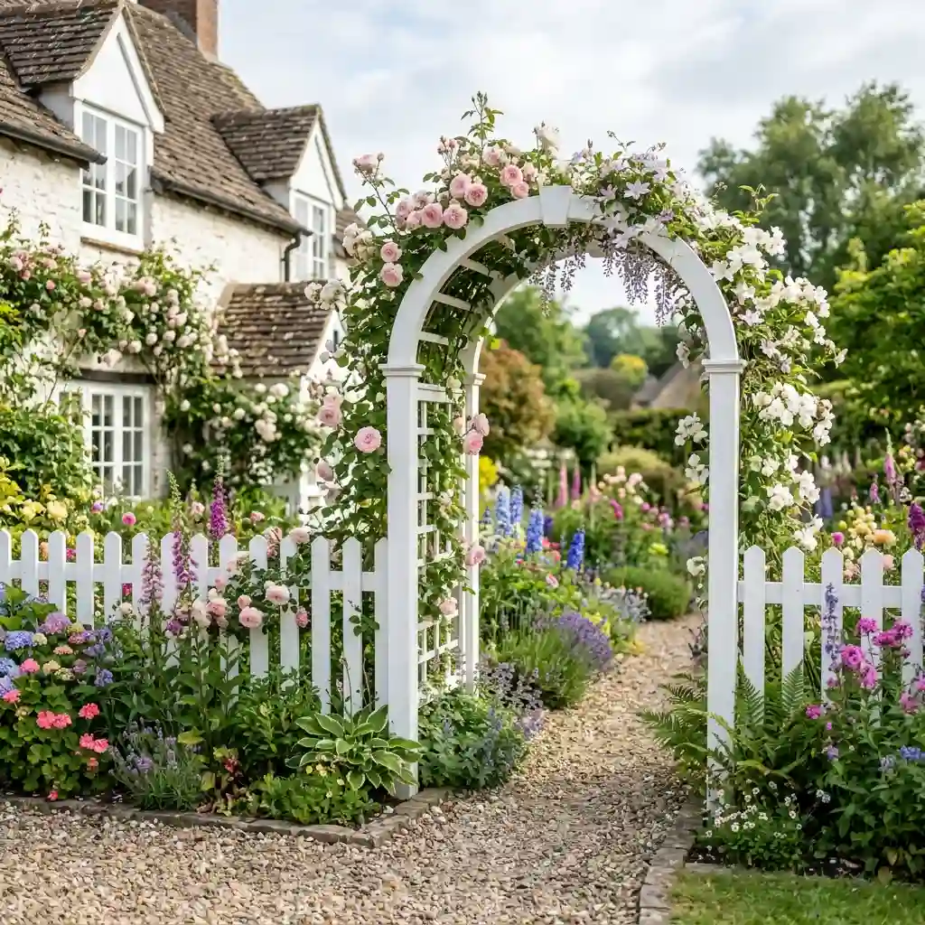 Add a White Arbor to a Cottage Garden