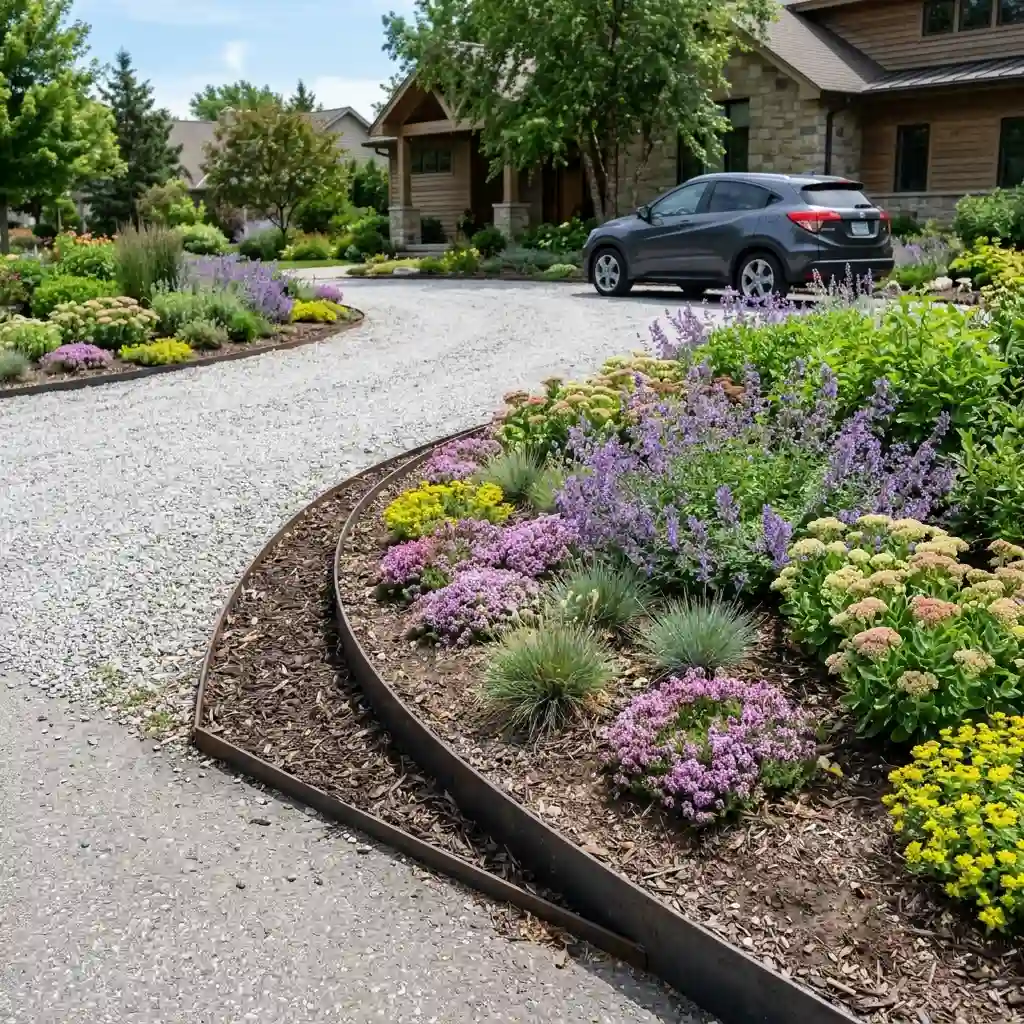 Soften a Hard Driveway Edge With Low Plants