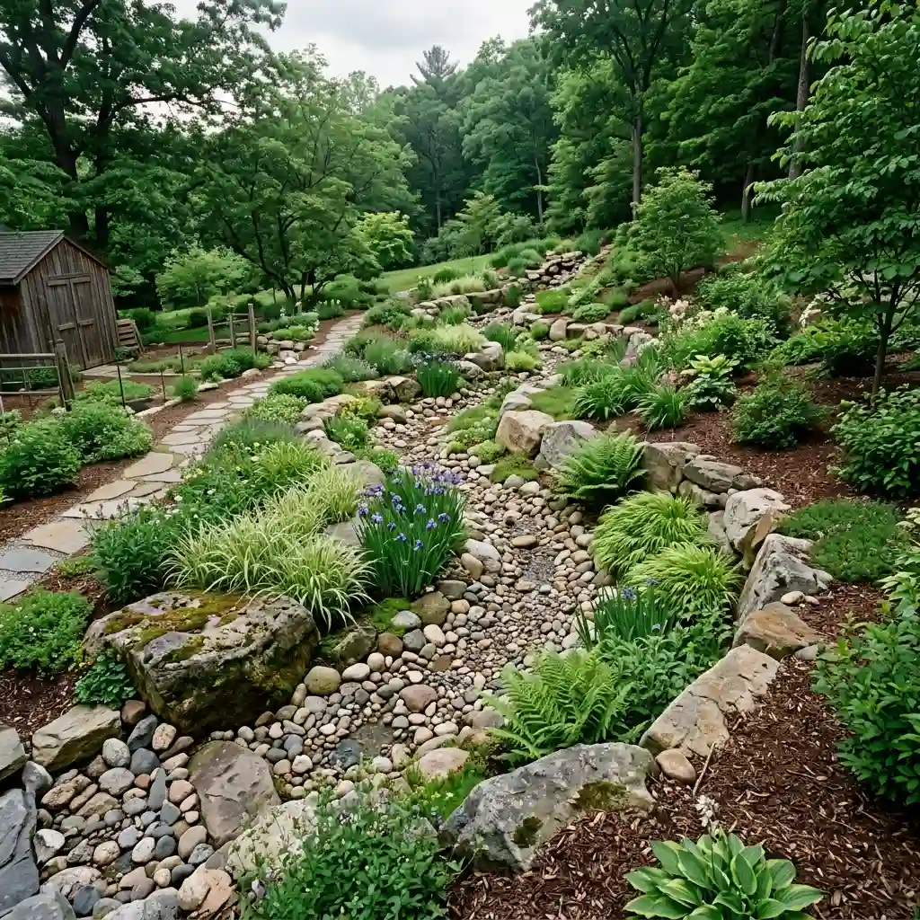 Turn a Drainage Route Into a Curved Dry Creek